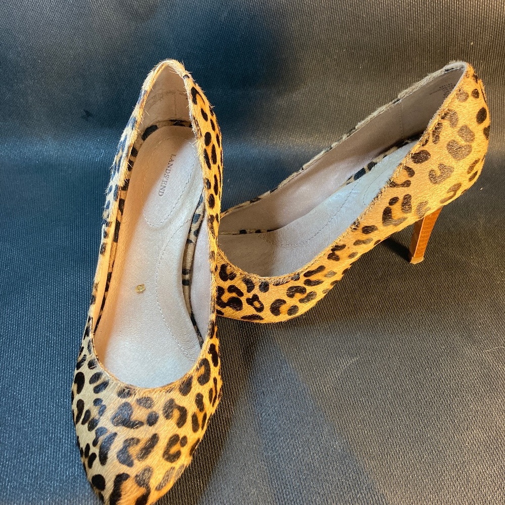 Lands End Leopard pattern high heel